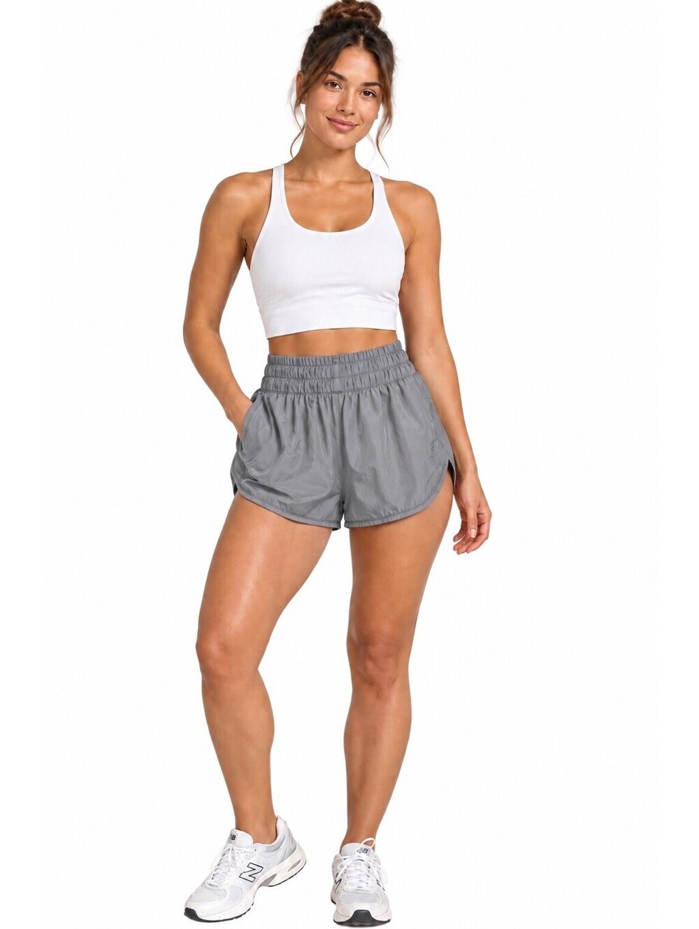 FP Movement by Free People "The Way Home" 2 in 1 Jogger Running Shorts Gray S